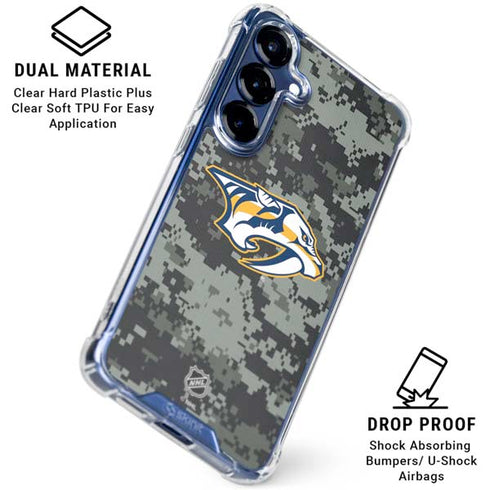 NHL Nashville Predators Camo Galaxy S25 Clear Case
